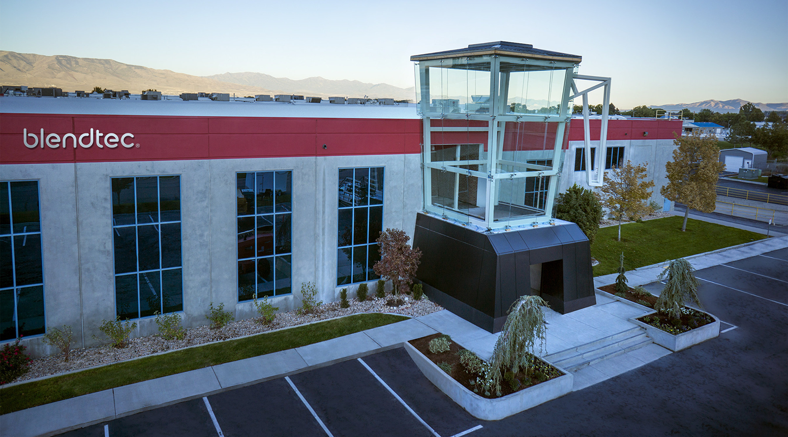 With its three-story-tall blender sculpture, which doubles as a conference room, Blendtec’s headquarters in Orem, Utah, blend