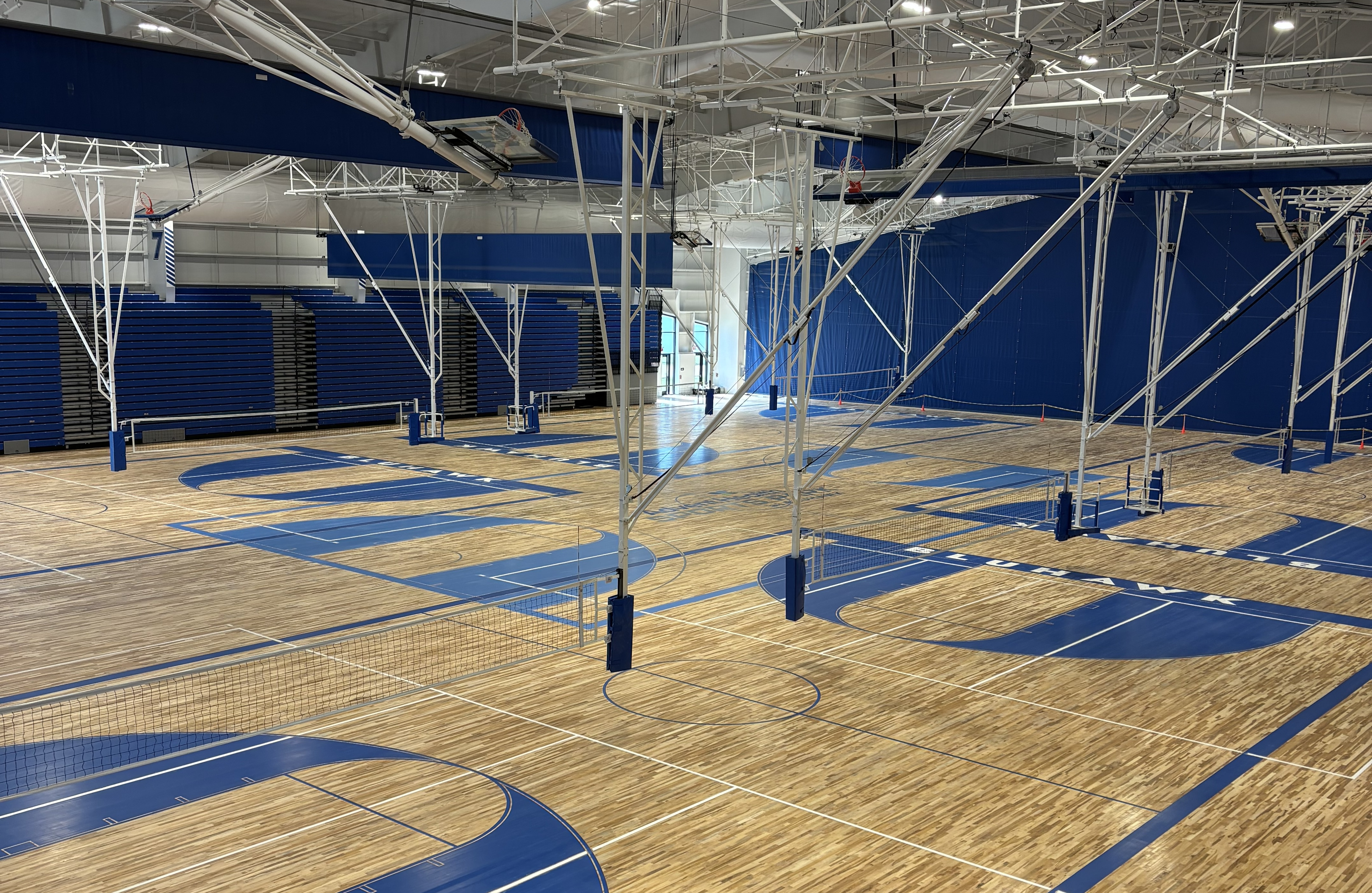 Among the facilities at AdventHealth Sports Park are two large areas of courts, which can accommodate basketball, volleyball 