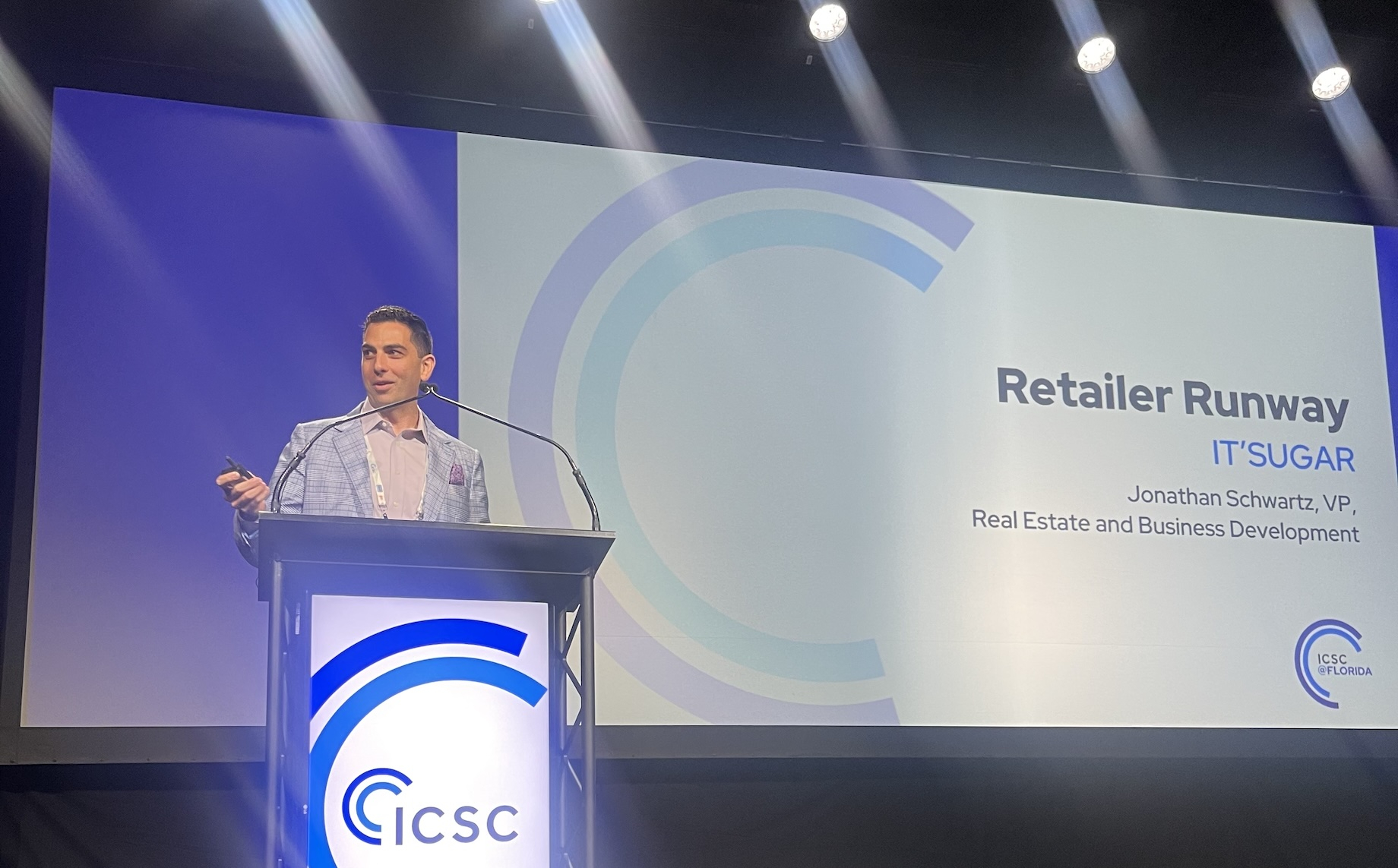 Jonathan Schwartz presented the story of It’Sugar during the Retailer Runway at ICSC@Florida in August 2023.