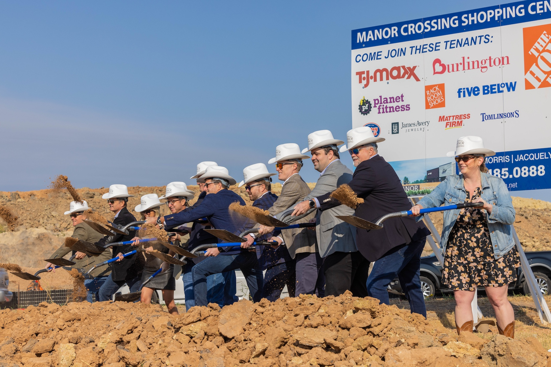 The Retail Connection, partnering with the Butler family, broke ground on Oct. 17 on the Manor Crossing near Austin, Texas. T