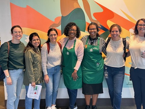 Angele Robinson-Gaylord, at center, during immersion training for Starbucks.