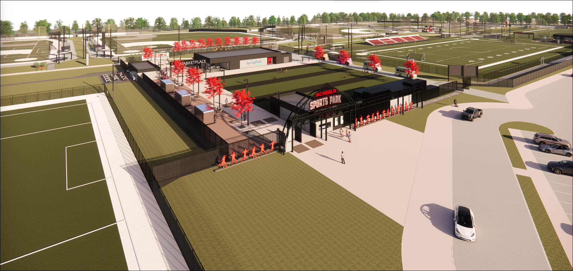 Developers broke ground last year on Scheels Sports Park, an outdoor and indoor complex that features adjacent acreage ready 