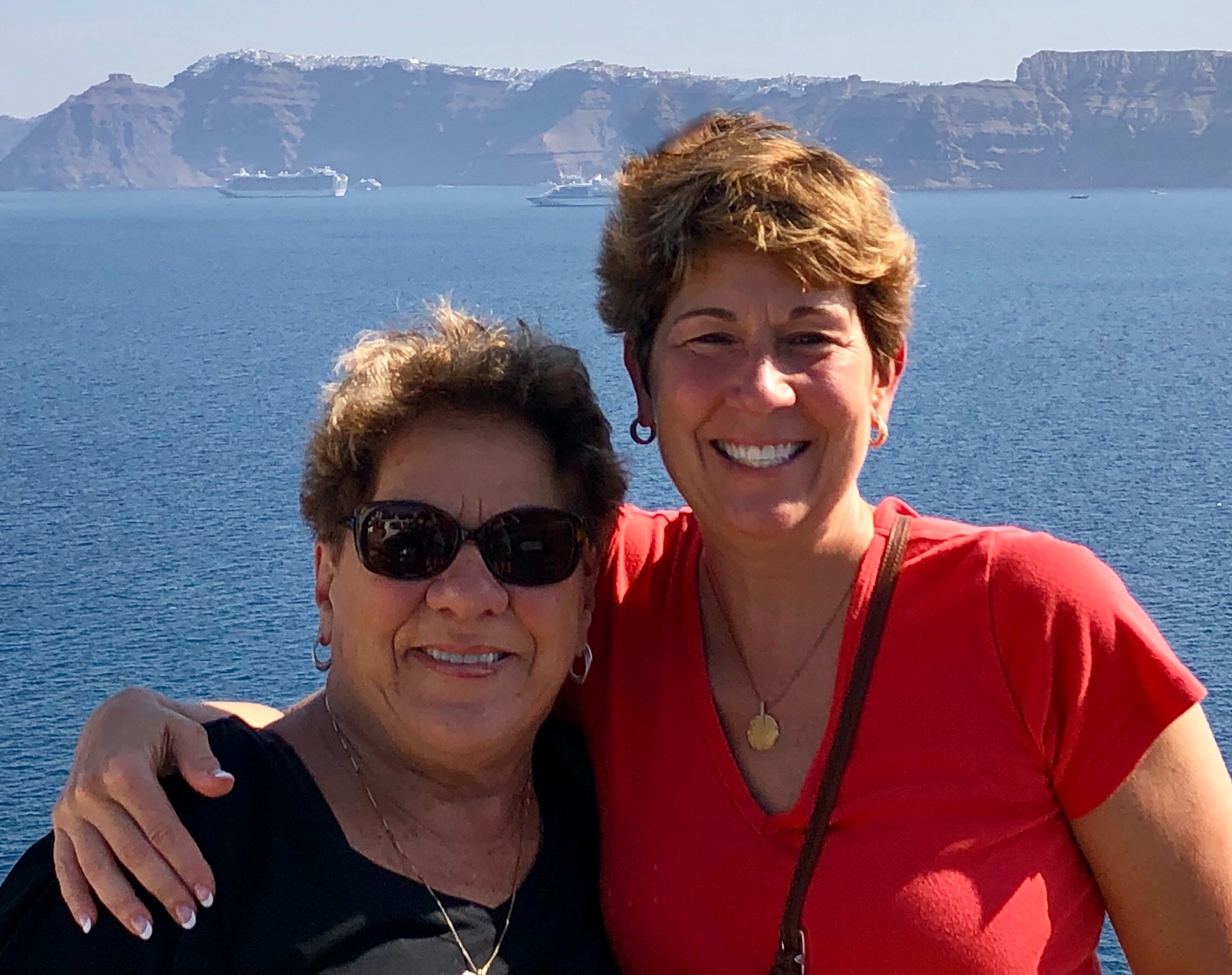 Regency Centers’ Lisa Palmer, at right, vacationing with her mother, Fran Palmer, on Santorini in Greece in June 2019